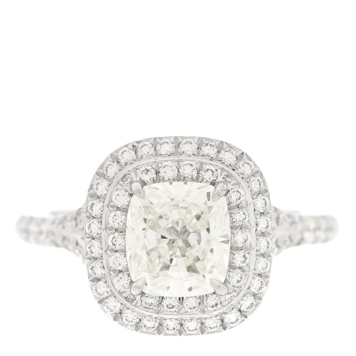 Tiffany Platinum Diamond Soleste Cushion Cut Double Halo Ring 47 4