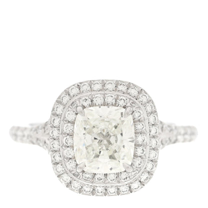 Tiffany Platinum Diamond Soleste Cushion Cut Double Halo Ring 47 4