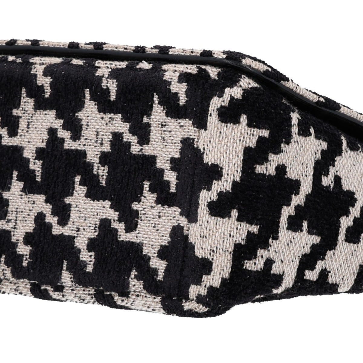 Christian Dior Canvas Macro Houndstooth Medium Caro Bag Black White
