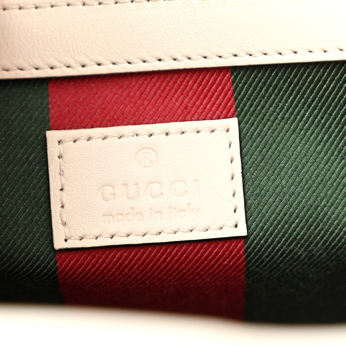 Gucci GG Supreme Monogram Medium Emblem Bucket Bag Beige White