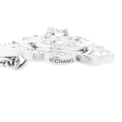 Chanel 18K White Gold Diamond Bouton de Camelia Pendant Necklace