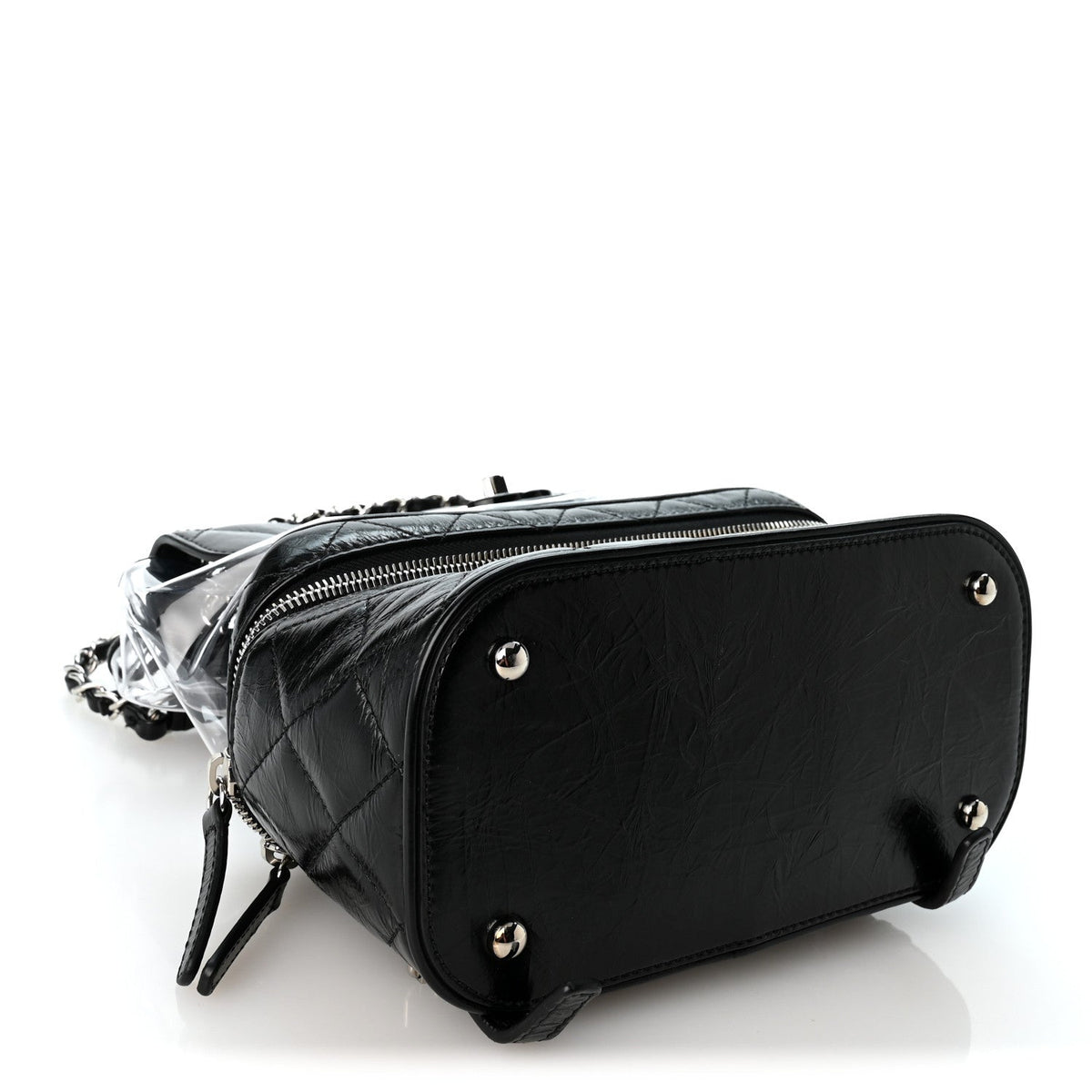 Chanel Crumpled Calfskin PVC Quilted Backpack Black