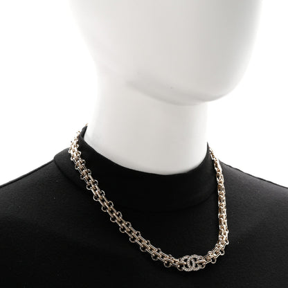 Chanel Metal Crystal CC Choker Necklace Gold