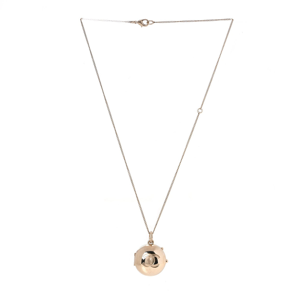 Chanel Metal CC Locket Necklace Gold