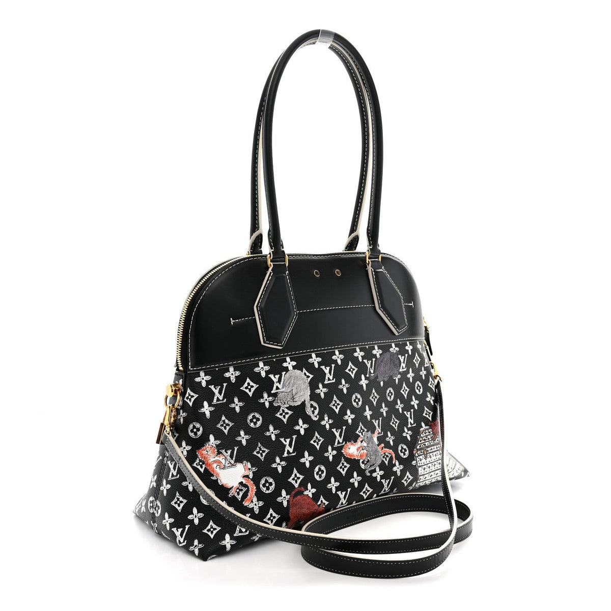 Louis Vuitton Calfskin Catogram Alma Souple MM Bag Black