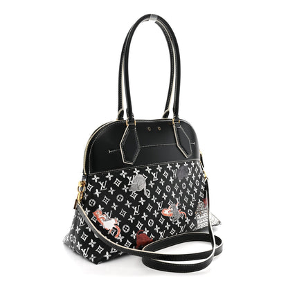 Louis Vuitton Calfskin Catogram Alma Souple MM Bag Black