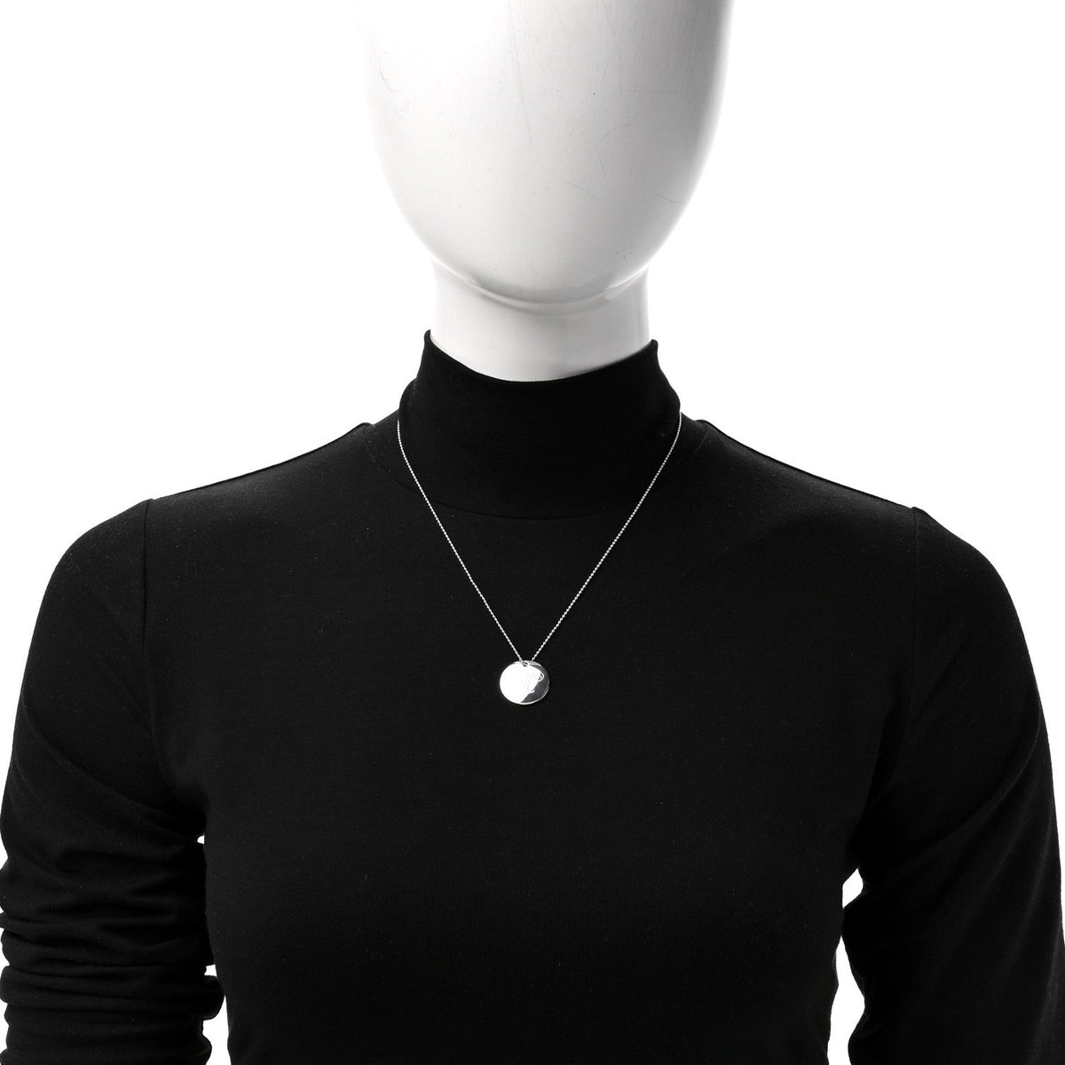 Tiffany Sterling Silver Letter M Disc Pendant Necklace