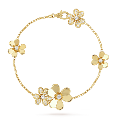 18K Gold Diamond VCA Frivole 5 Flowers Bracelet