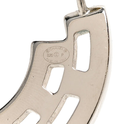 Chanel Baguette Crystal CC Hoop Earrings Silver Black