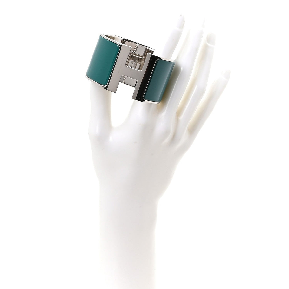 Hermes Enamel Palladium Extra Wide Clic Clac H Bracelet GM Bleuete