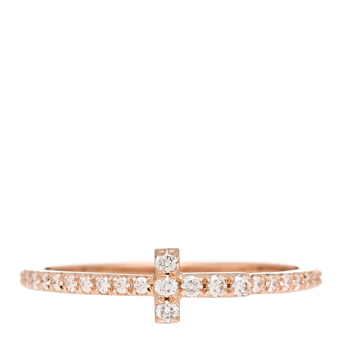 Tiffany 18K Rose Gold Diamond T Wire Pave Ring