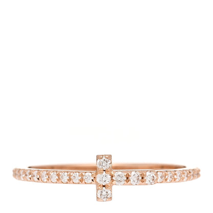 Tiffany 18K Rose Gold Diamond T Wire Pave Ring