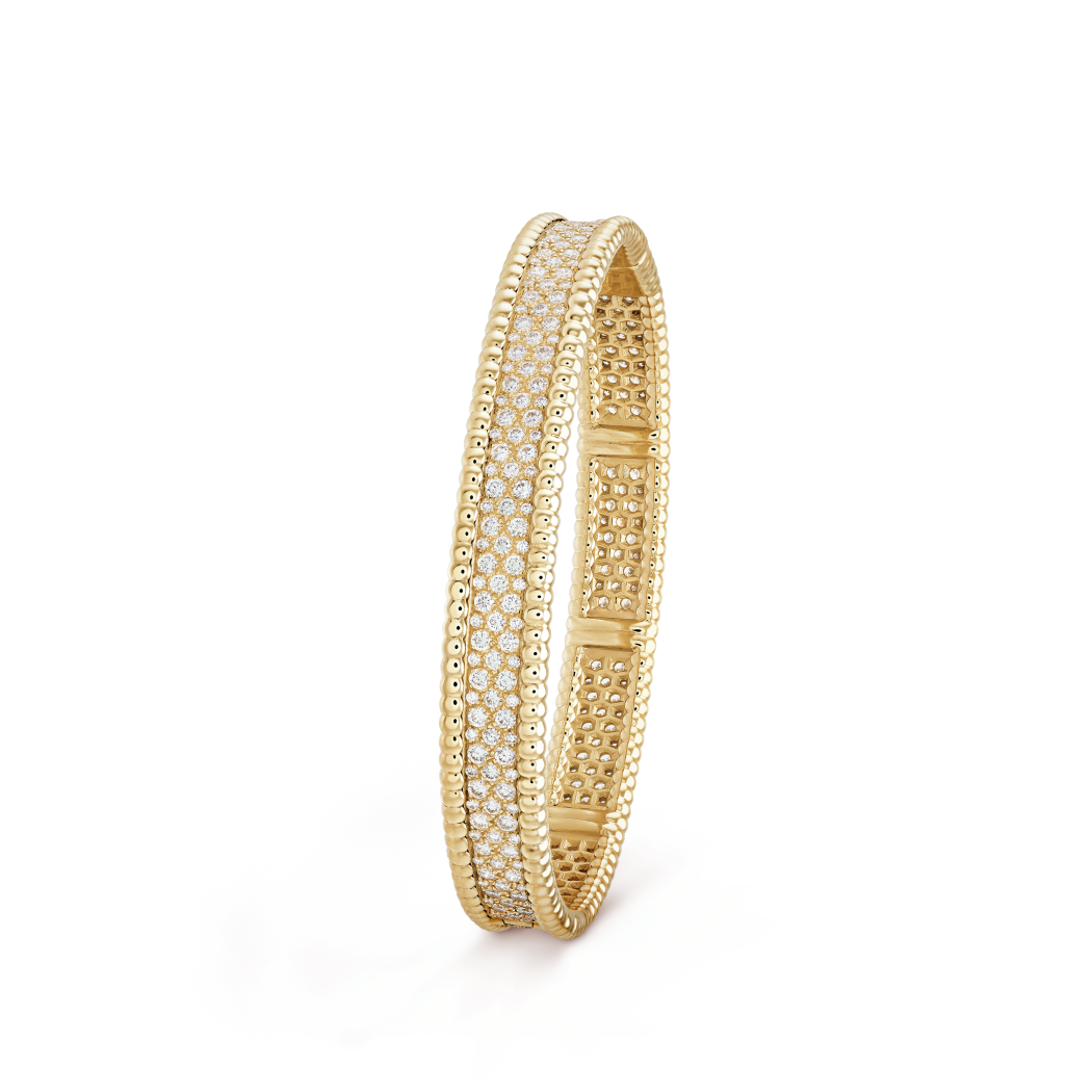 18K Gold Diamond Perlée 3-Row Bracelet