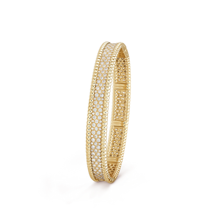 18K Gold Diamond Perlée 3-Row Bracelet