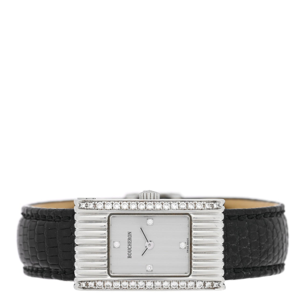 Boucheron Stainless Steel Alligator Diamond 18mm Reflet Quartz Watch