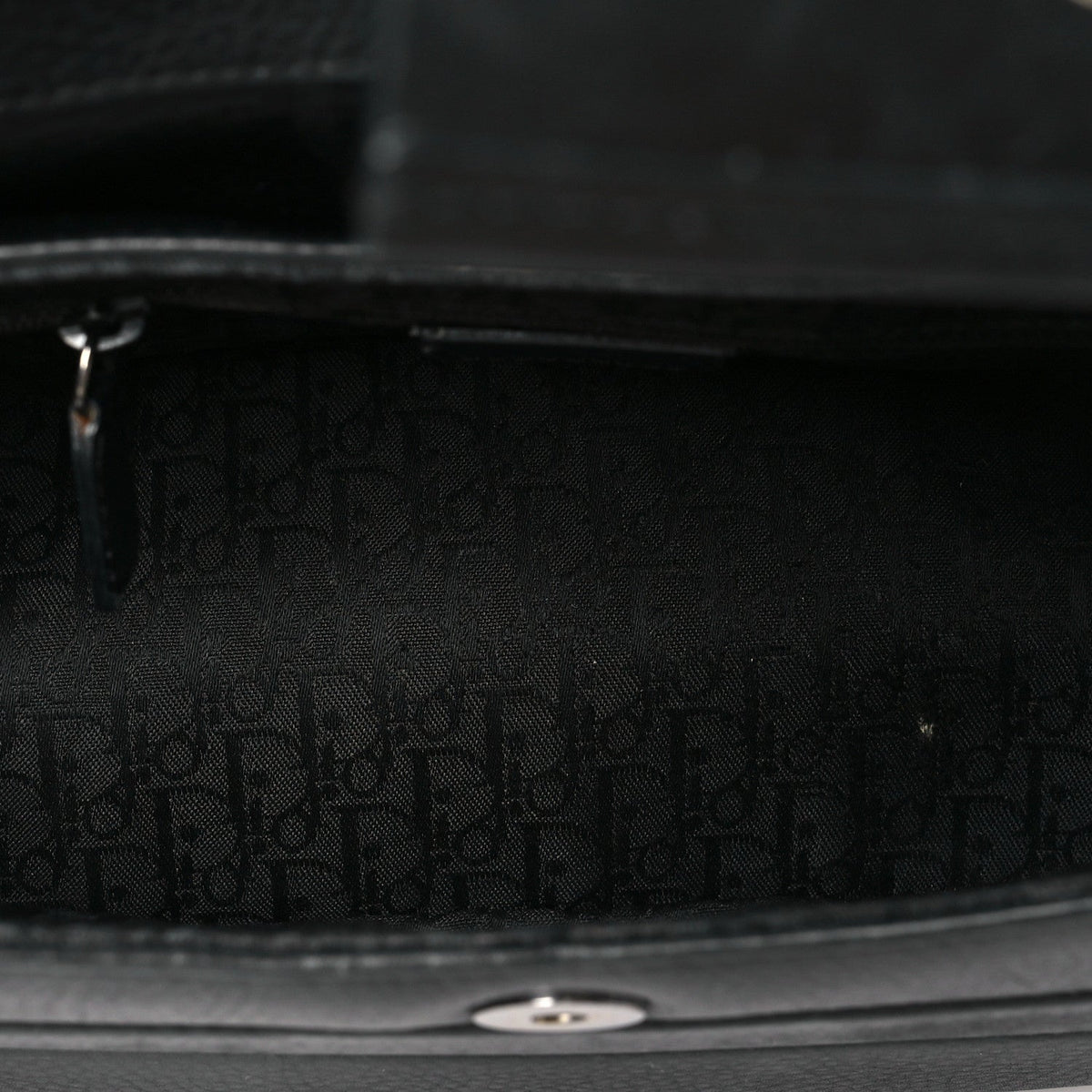 Christian Dior Leather Street Chic Columbus Ave Shoulder Bag Black