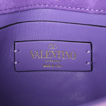 Valentino Garavani Crystal Suede Small Roman Stud Shoulder Bag Light Amethyst Glicine
