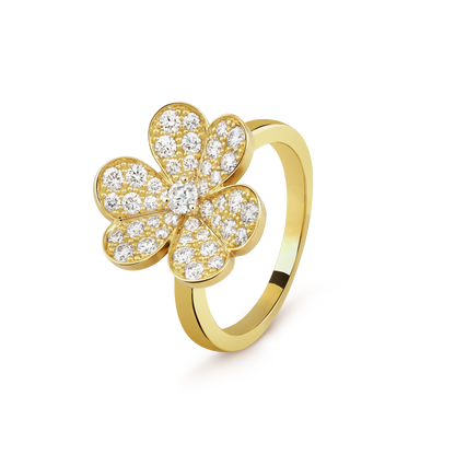 18K Gold Diamond VCA Frivole 1 Flower Ring