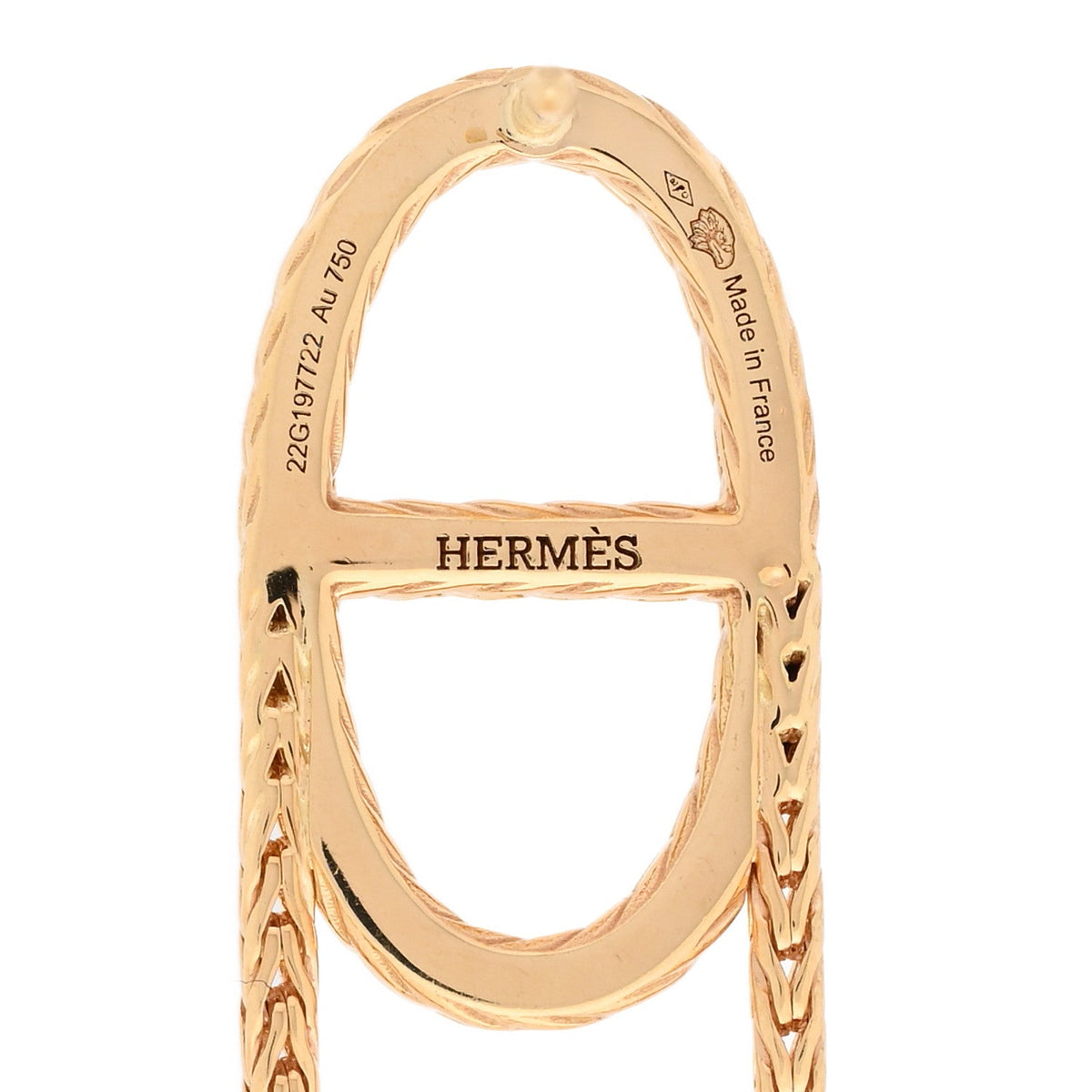 Hermes 18K Yellow Gold PM Chain d'Ancre Danae Earrings