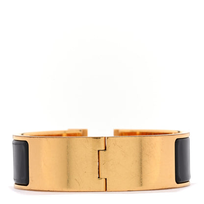 Hermes Enamel Wide Clic Clac H Bracelet GM Black