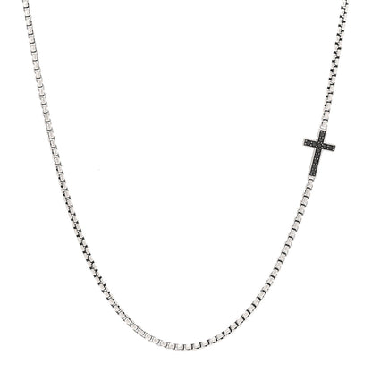 David Yurman Sterling Silver Black Diamond Streamline Cross Necklace 66cm