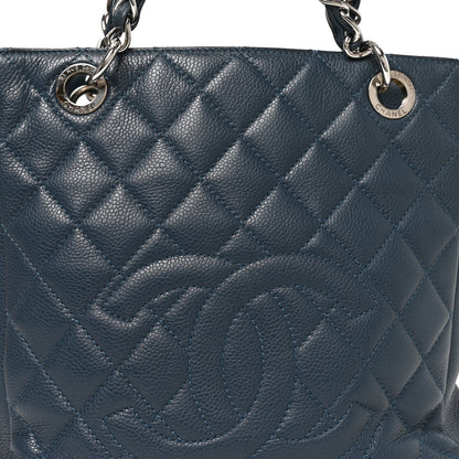 Chanel Caviar Quilted Petit Shopping Tote PST Blue