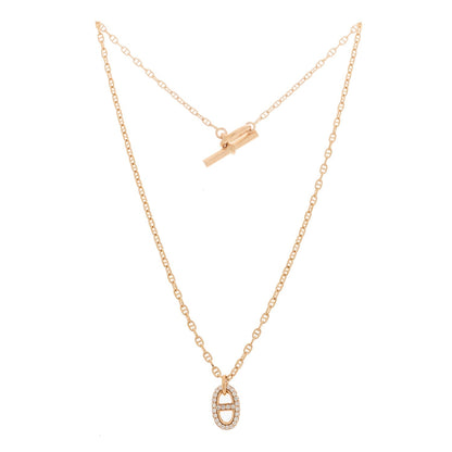 Hermes 18K Rose Gold Diamond .45ct PM New Farandole Pendant Necklace