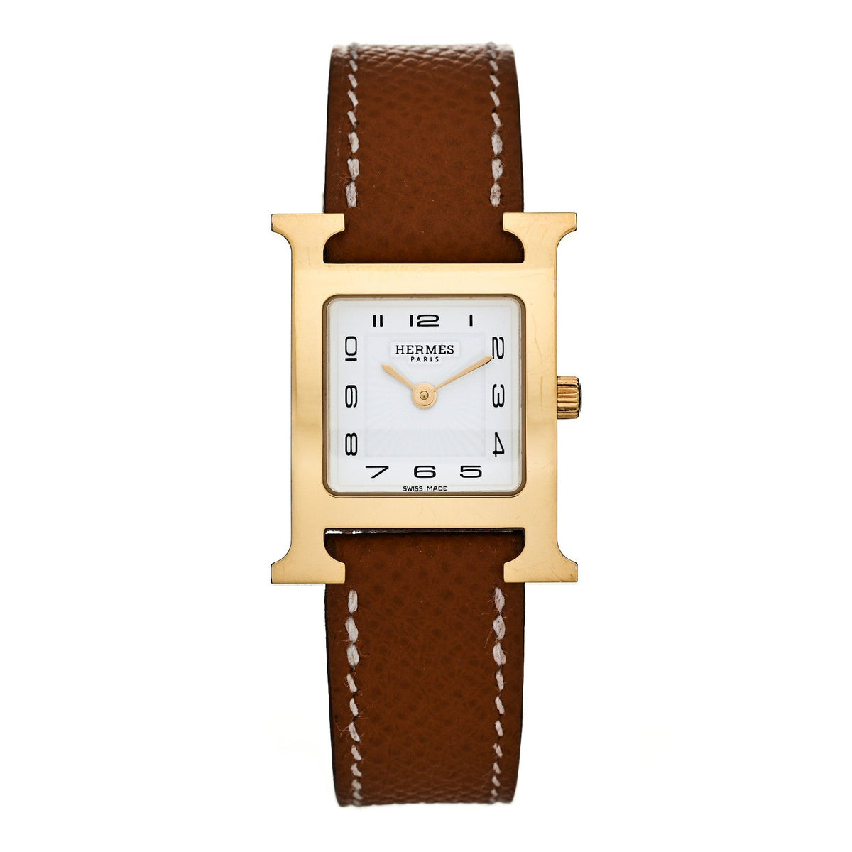 Hermes Stainless Steel Epsom 21mm Heure H Watch Gold