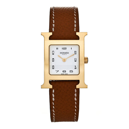 Hermes Stainless Steel Epsom 21mm Heure H Watch Gold