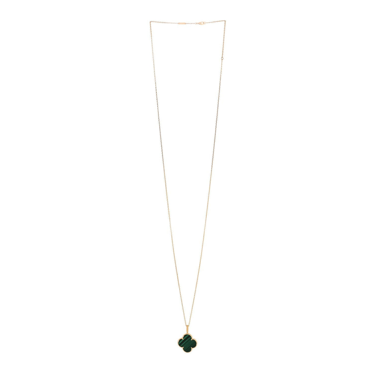 Van Cleef & Arpels 18K Yellow Gold Malachite Magic Alhambra Pendant Necklace 81.3cm