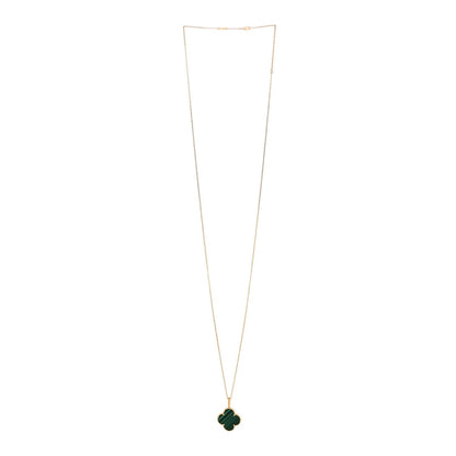Van Cleef & Arpels 18K Yellow Gold Malachite Magic Alhambra Pendant Necklace 81.3cm