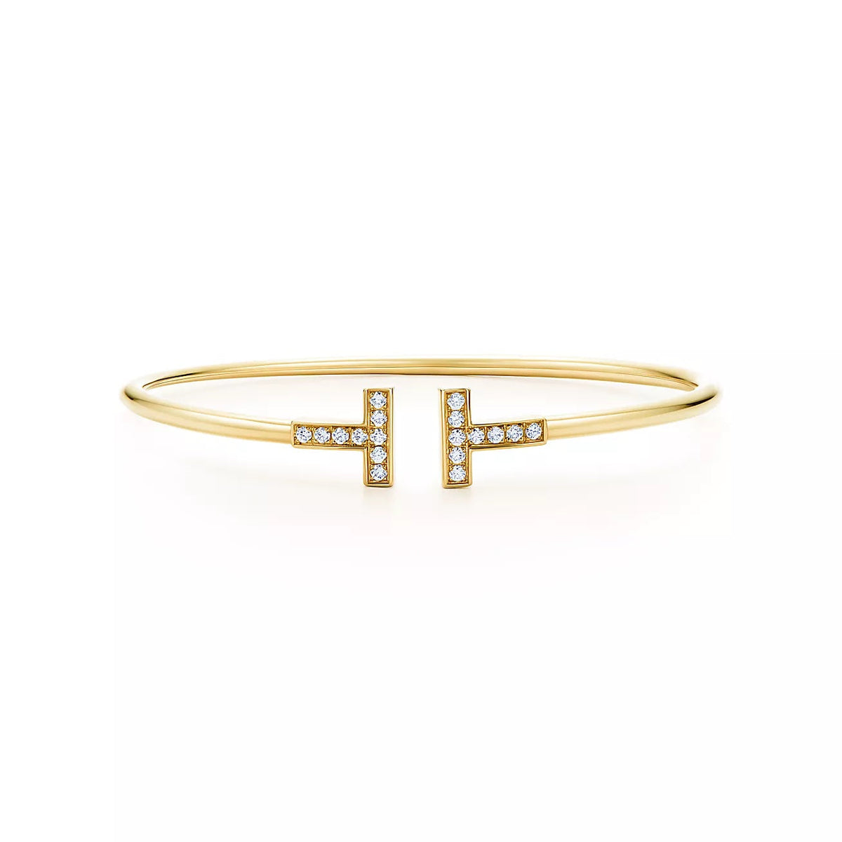 18K Gold Diamonds Tiffany T Diamond Wire Bracelet