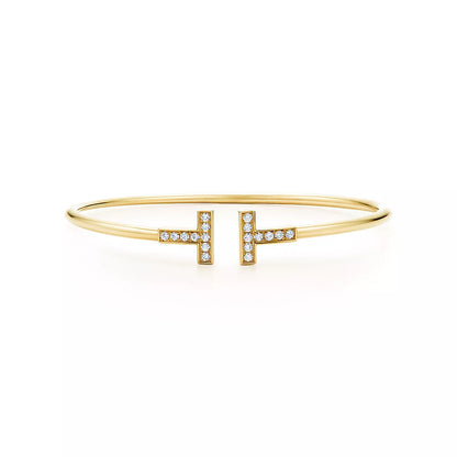 18K Gold Diamonds Tiffany T Diamond Wire Bracelet