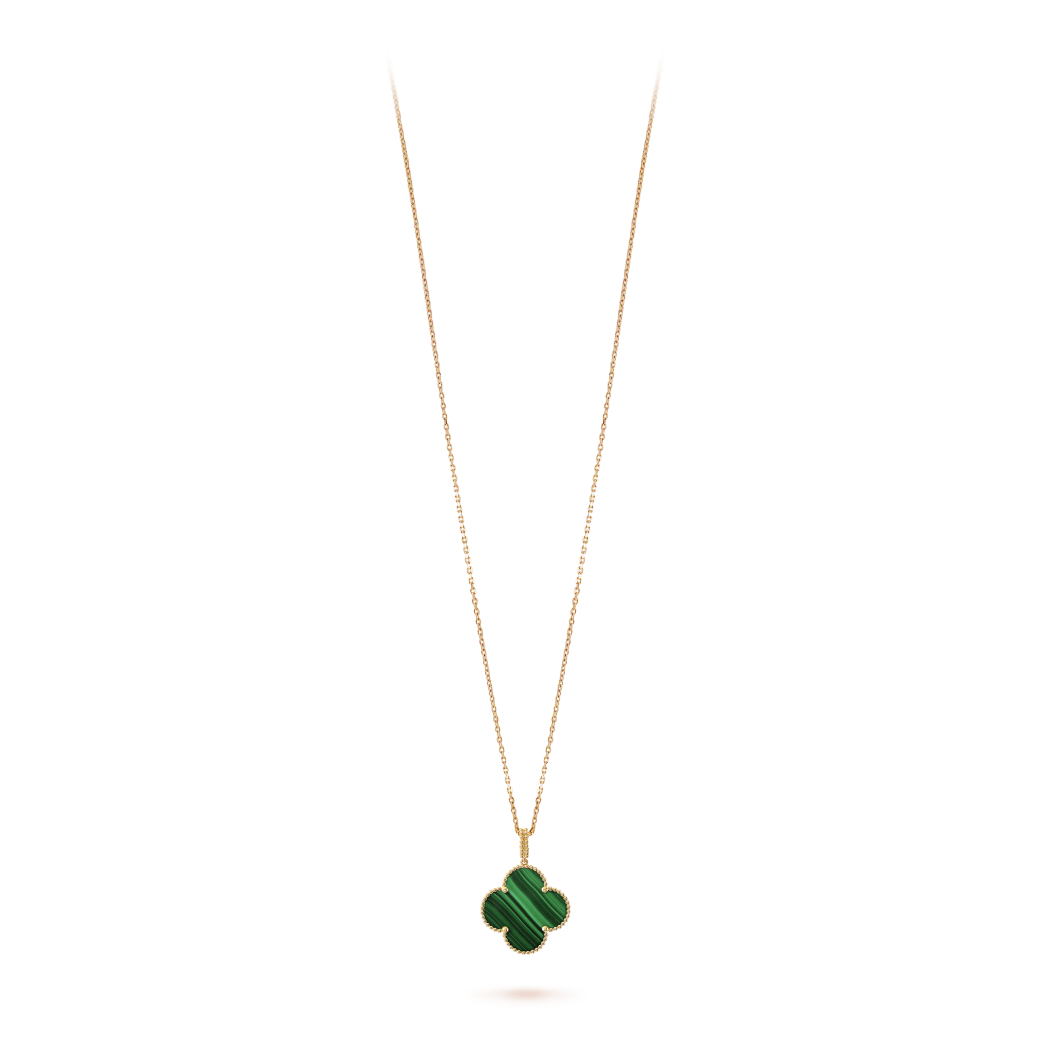 18K Yellow Gold Malachite Magic Alhambra Necklace