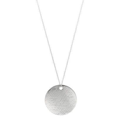 Tiffany Sterling Silver Notes Round Pendant Necklace