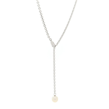 Cartier 18K White Gold Diamond Pearl 8.5mm Lariat Pendant Necklace