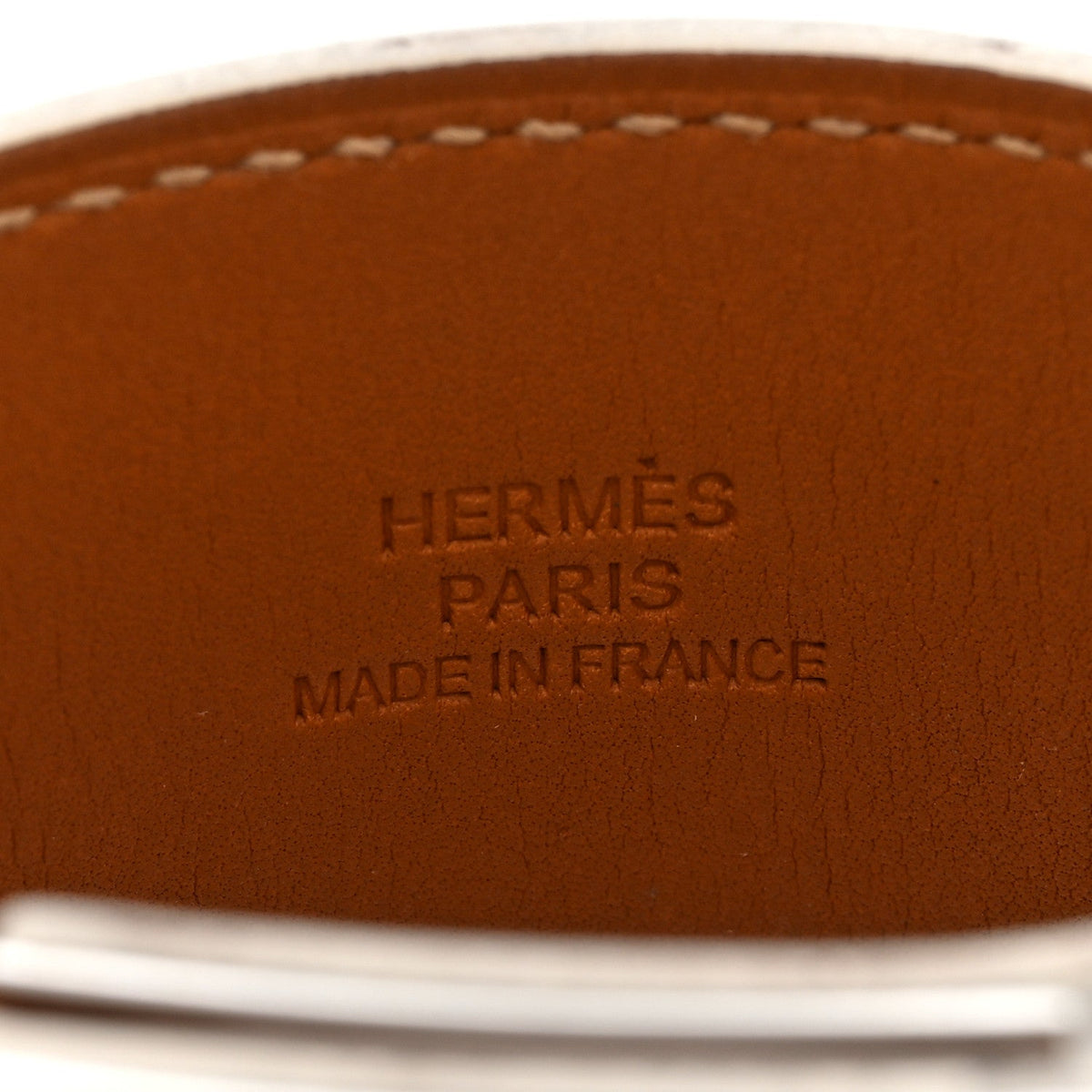 Hermes Epsom Kelly Dog Bracelet White