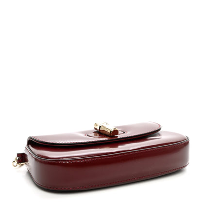 Gucci Shiny Calfskin Small Bamboo Night Bag Rosso Ancora