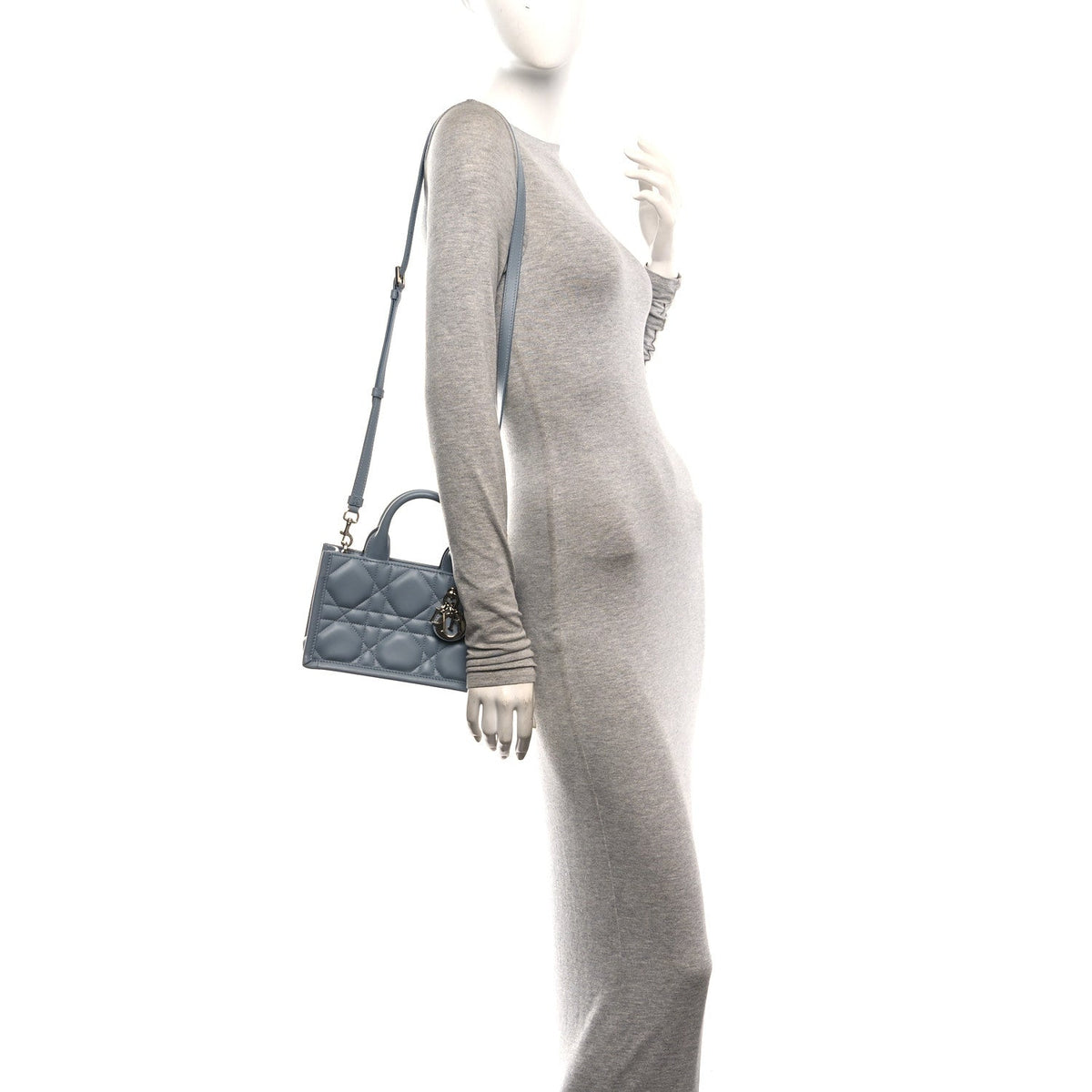 Christian Dior Calfskin Macrocannage Mini Book Tote Cloud Blue