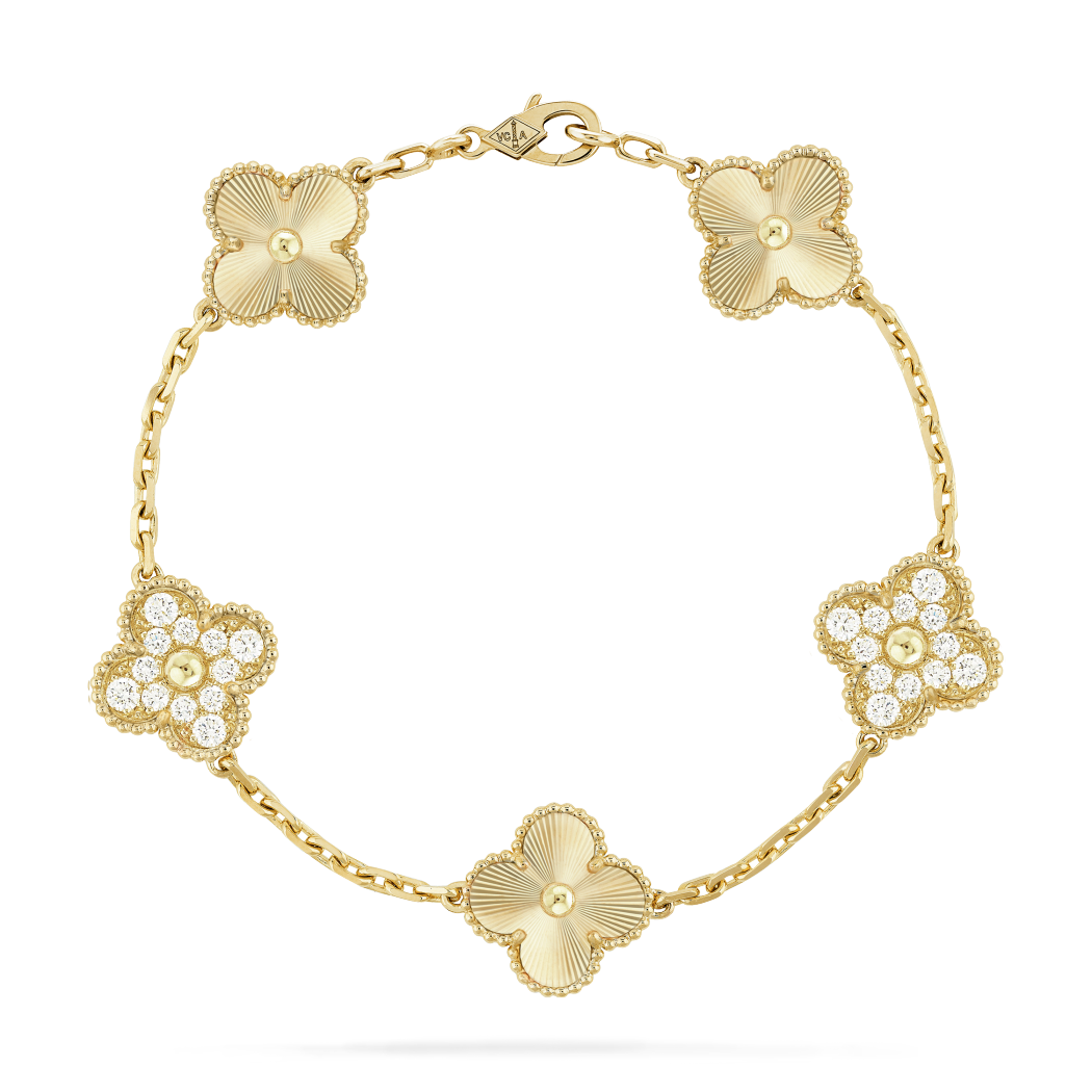 18K Gold Diamonds VCA Vintage Alhambra Bracelet