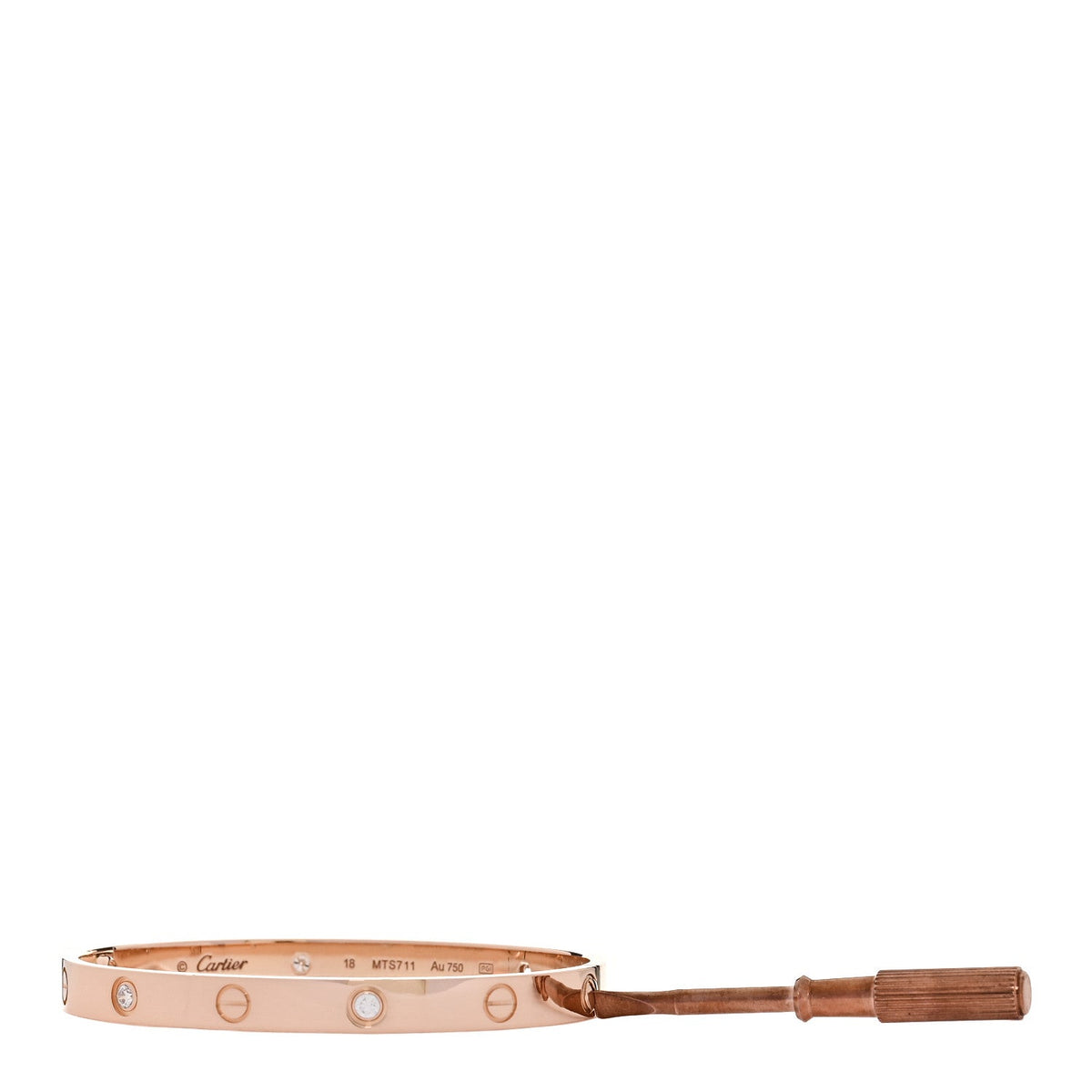 Cartier 18K Pink Gold 4 Diamond LOVE Bracelet 17