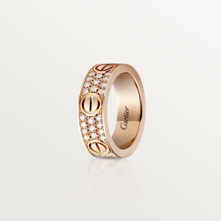 18K Rose Gold Diamonds Cartier Love Ring
