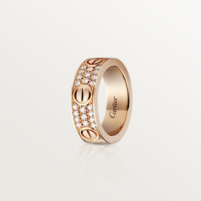 18K Rose Gold Diamonds Cartier Love Ring