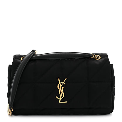 Saint Laurent Satin Patchwork Monogram Medium Jamie Bag Black