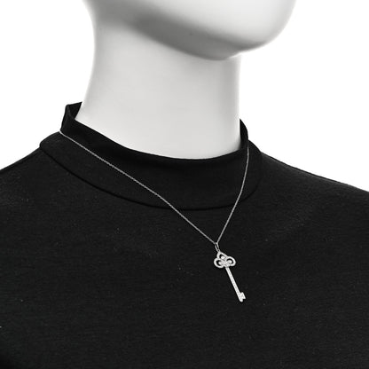 Tiffany Platinum Diamond .41ctw Fleur De Lis Key Pendant Necklace