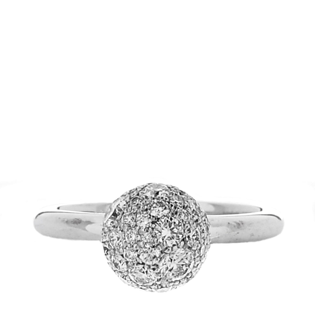 Tiffany 18K White Gold Diamond 8mm HardWear Ball Ring