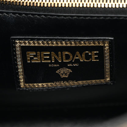 Versace Grained Calfskin Fendace Medium La Medusa Bag Black Brown