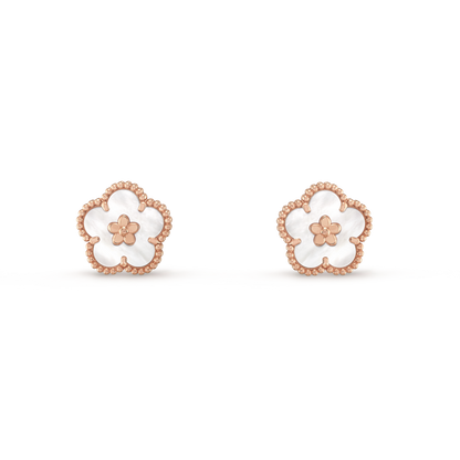 18K Rose Gold MOP VCA Lucky Spring Plum Blossom Earrings