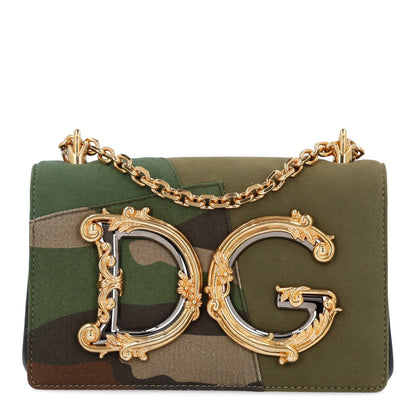 Dolce & Gabbana Cotton Camouflage Patchwork DG Girls Shoulder Bag Multicolor