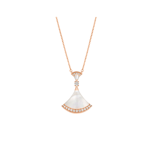 18K Rose Gold Diamond Mother of Pearl BVLGARI Divas' Dream Necklace